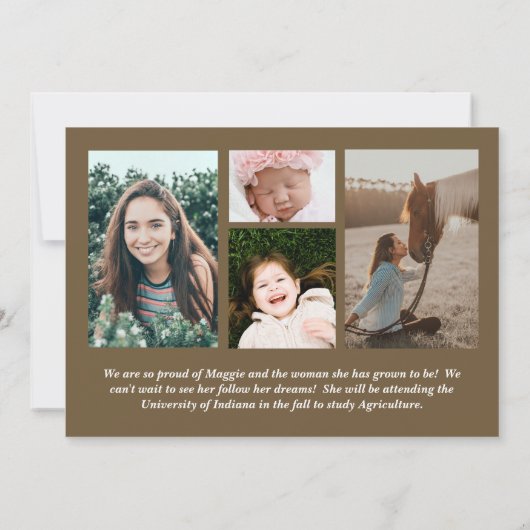 女性のカーボーイ国の写真の卒業発表 招待状 (裏面)