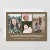 女性のカーボーイ国の写真卒業発表ピンク 招待状 (裏面)