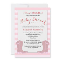 女性のカーボーイ国の赤ちゃんシャワーカード
