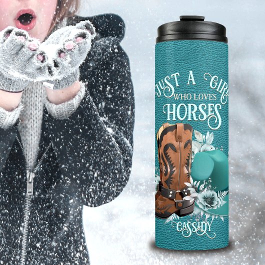 女性のカーボーイ引用文ターコイズレザーカウボーブーツハット タンブラー