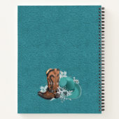 女性のカーボーイ引用文ターコイズレザーカウボーブーツハット ノートブック (裏面)