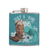 女性のカーボーイ引用文ターコイズレザーカウボーブーツハット フラスク (正面)