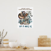 女性のカーボーイ引用文馬カウボーイブーツハットフローラ ポスター (キッチン)