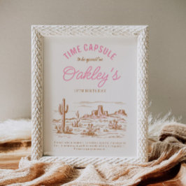 女性のカーボーイ時間カプセル標識 |ガールズウェスタンパーティー