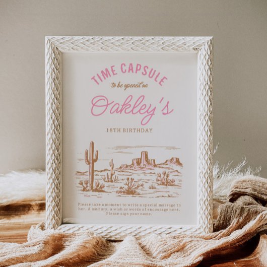 女性のカーボーイ時間カプセル標識 |ガールズウェスタンパーティー