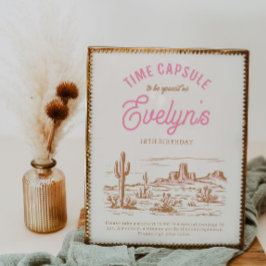 女性のカーボーイ時間カプセル標識 |ガールズウェスタンパーティー