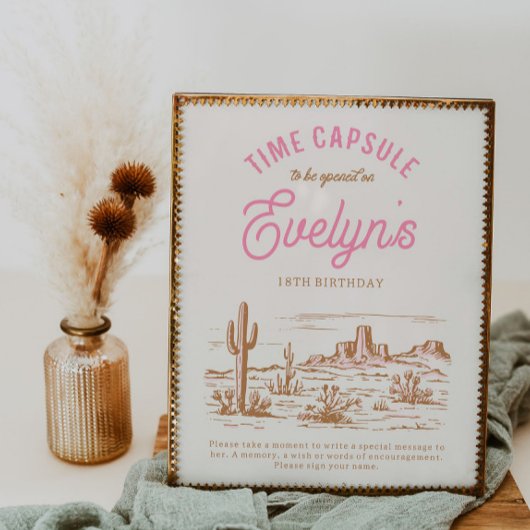 女性のカーボーイ時間カプセル標識 |ガールズウェスタンパーティー