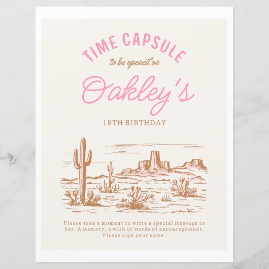 女性のカーボーイ時間カプセル標識 |ガールズウェスタンパーティー (正面)