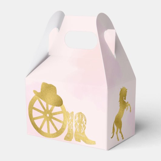 女性のカーボーイ最初のロデオピンクと金ゴールド誕生日 フェイバーボックス (裏面サイド)