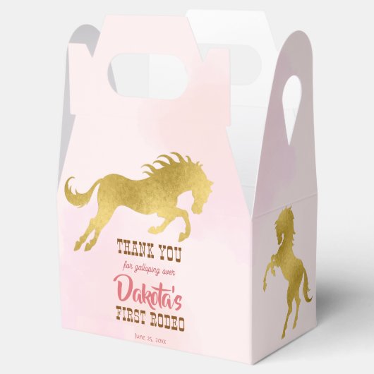 女性のカーボーイ最初のロデオピンクと金ゴールド誕生日 フェイバーボックス (オープン)