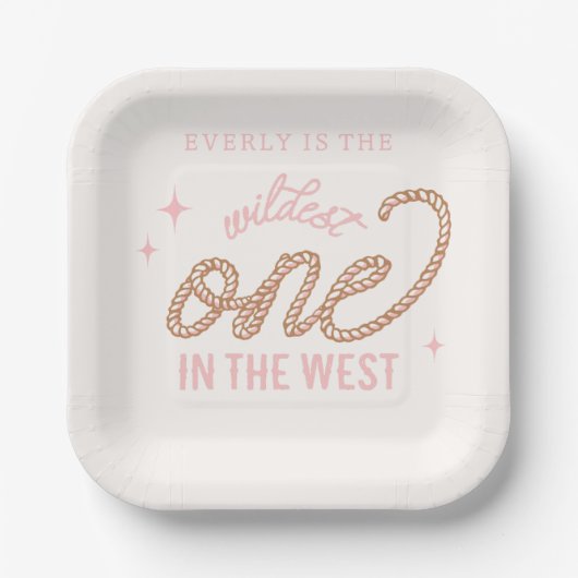 女性のカーボーイ最初の誕生日プレート ペーパープレート (正面)