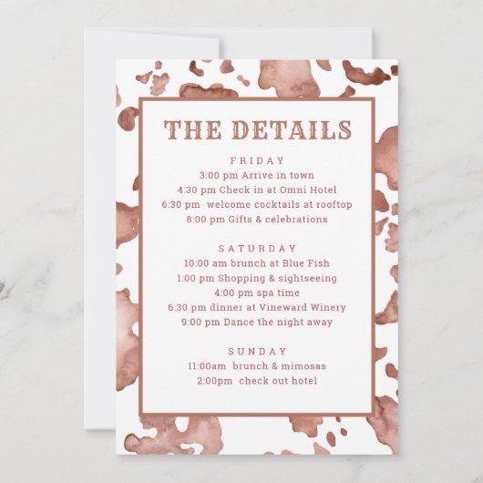 女性のカーボーイ水の色ラストロデオバチェロレッテ週末 招待状 (裏面)