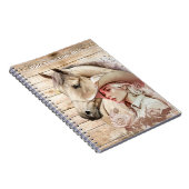 女性のカーボーイ水色の馬の木目DIY名 ノートブック (右側)