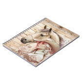 女性のカーボーイ水色の馬の木目DIY名 ノートブック (左側)