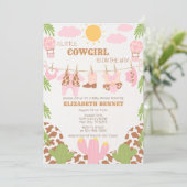 女性のカーボーイ物干しウェスタンロデオガールベビーシャワー 招待状 (スタンド正面)