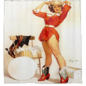 女性のカーボーイ物新しいヴィンテージウェスタン シャワーカーテン (正面)