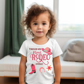 女性のカーボーイ私の最初のRodeo赤ちゃん女の子の最初の誕生日 ベビーTシャツ