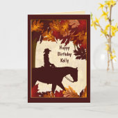 女性のカーボーイ秋カスタム誕生日カード カード (黄色い花)