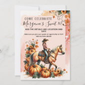 女性のカーボーイ秋パンプキン誕生日 招待状 (正面)