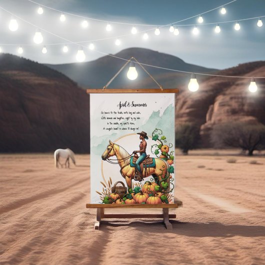 女性のカーボーイ秋 吊り下げ型タペストリー