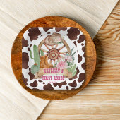 女性のカーボーイ第1回ロデオ誕生日パーティパーソナライズされたー ペーパープレート