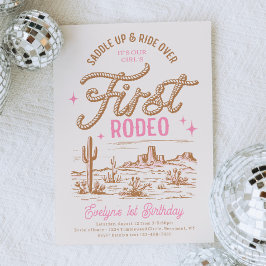 女性のカーボーイ第1誕生日招待状 招待状