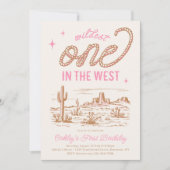 女性のカーボーイ第1誕生日招待状 招待状 (正面)