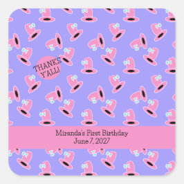 女性のカーボーイ第1誕生日 スクエアシール