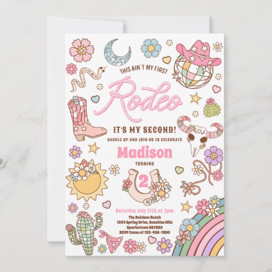 女性のカーボーイ第2の誕生日この私の最初のロデオではない 招待状 (正面)
