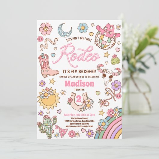女性のカーボーイ第2の誕生日この私の最初のロデオではない 招待状 (スタンド正面)