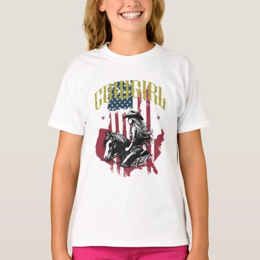 女性のカーボーイ米国 Tシャツ (正面)
