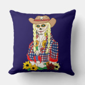 女性のカーボーイ糖スカル クッション (正面)