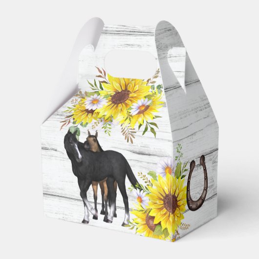 女性のカーボーイ素朴な馬の花ひまわりの赤ちゃんシャワー フェイバーボックス (裏面サイド)