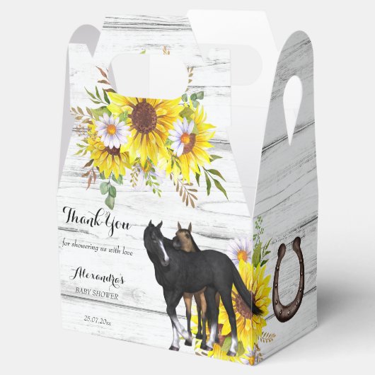 女性のカーボーイ素朴な馬の花ひまわりの赤ちゃんシャワー フェイバーボックス (オープン)