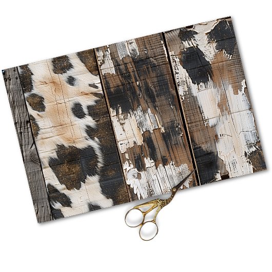 女性のカーボーイ素朴ウエスタンカントリーウッドデクページ 薄葉紙