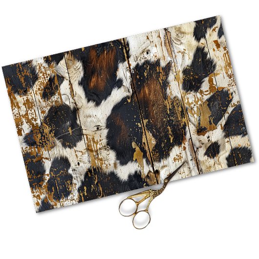 女性のカーボーイ素朴ウエスタンカントリーウッドデクページ 薄葉紙