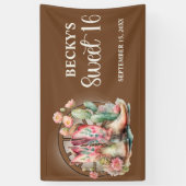 女性のカーボーイ素朴ブーツピンクローゼズスウィート16 横断幕 (縦)