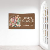 女性のカーボーイ素朴ブーツピンクローゼズスウィート16 横断幕