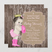 女性のカーボーイ素朴プリンセスベビーシャワー 招待状 (正面/裏面)