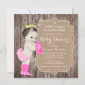 女性のカーボーイ素朴プリンセスベビーシャワー 招待状 (正面)