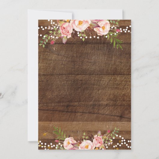 女性のカーボーイ素朴ベビーシャワーカード 招待状 (裏面)