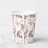 女性のカーボーイ素朴ベビーシャワーピンク西カップ 紙コップ (右)
