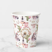 女性のカーボーイ素朴ベビーシャワーピンク西カップ 紙コップ (正面)