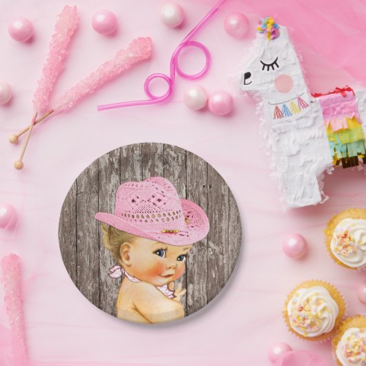 女性のカーボーイ素朴ベビーシャワー ペーパープレート (パーティー)