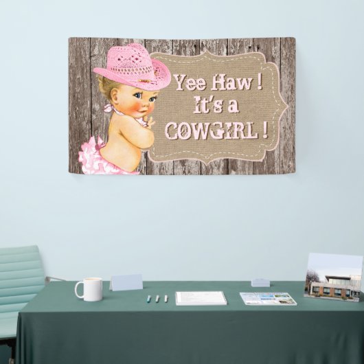 女性のカーボーイ素朴ベビーシャワー 横断幕 (トレードショー)