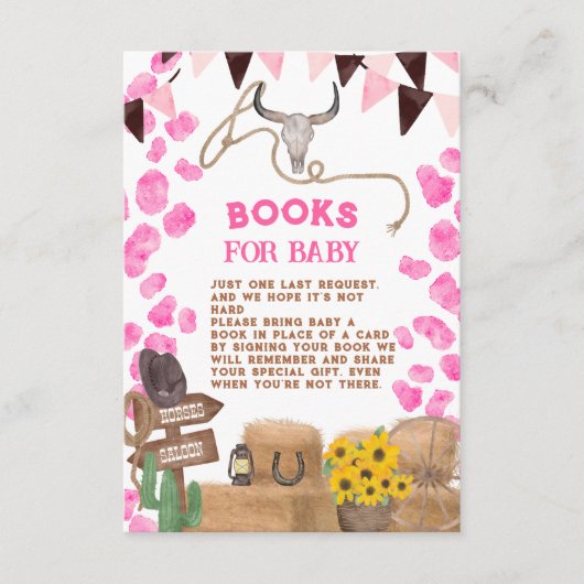 女性のカーボーイ素朴西部の牛の茶色のベビーは本をもたらす エンクロージャーカード (正面)