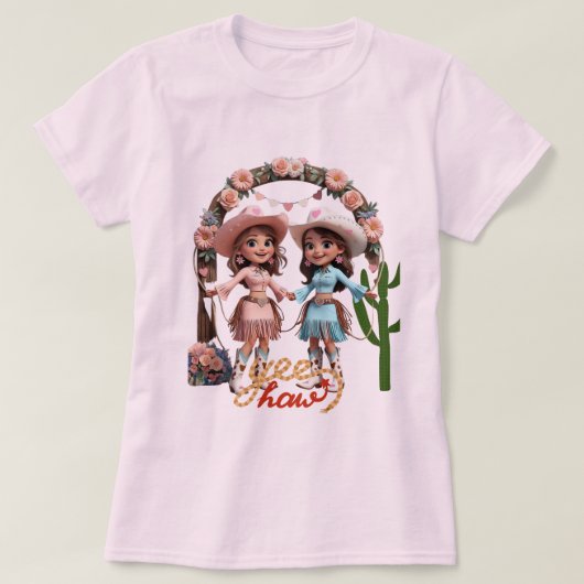 女性のカーボーイ結婚のお祝い- Western Eutique for Tシャツ (デザイン正面)