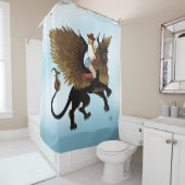 女性のカーボーイ翼ライオンファンタジー赤 シャワーカーテン (インサイチュ)