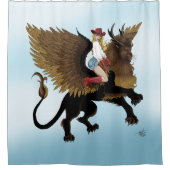 女性のカーボーイ翼ライオンファンタジー赤 シャワーカーテン (正面)