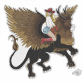 女性のカーボーイ翼ライオンファンタジー赤 シール (正面)